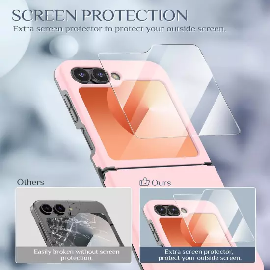 for Galaxy Z Flip 6 Case, Samsung Flip 6 Case with [Hinge Protection] [Screen Pr