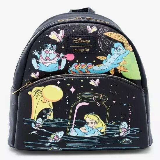 Loungefly Disney Alice In Wonderland Glow In The Dark Characters Mini Backpack