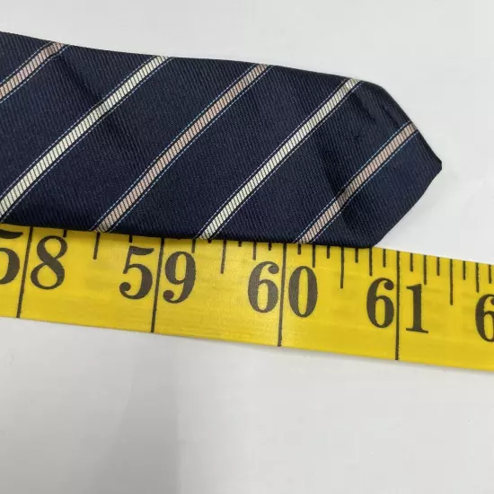 Paco Rabanne Blue Thin Long Regimental Striped Repp Silk Tie 3" x 61"