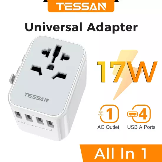 100W Universal Travel Adapter with USB and Type-C Fast Charging Power Adapter