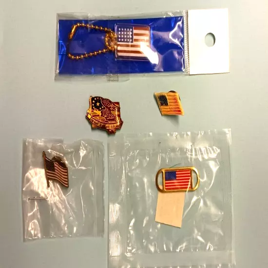 Misc lot of USA American Flag Jewelry Accessories Luggage Bracelet Charm Pin