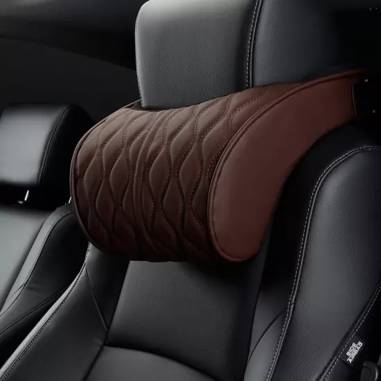 Car Neck Pillow PU Leather Lumbar Waist Support Backrest Headrest Cushion