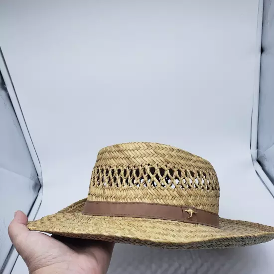 Summer Club Men’s Straw Hat Australian Styled. Size Large. Kangaroo Logo on band