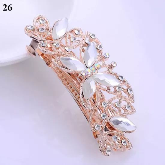 Women's Crystal Rhinestone Flower Hair Barrette Clips Grips Hairpin Jewelry