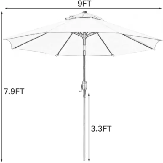 Sunnyglade 9' Patio Umbrella Outdoor Table with 8 Sturdy Purple 