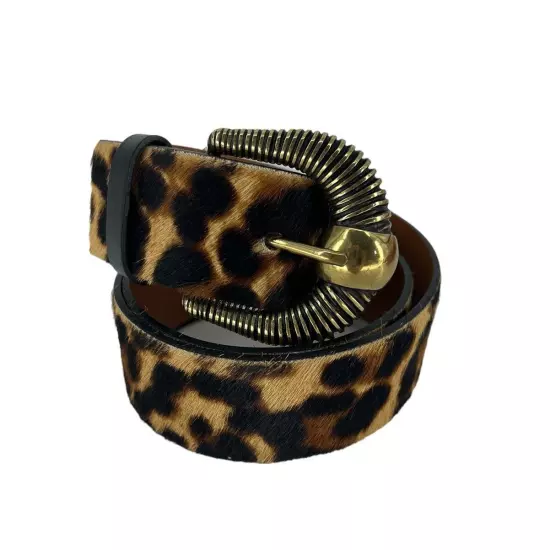 Maison Boinet Leopard Printed Calf Hair Belt Size 85; US 4-6