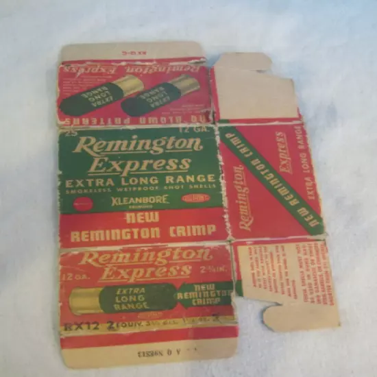 VINTAGE REMINGTON EXPRESS KLEANBORNE 12 GA CARTRIDGE SHELLS Box Empty RED