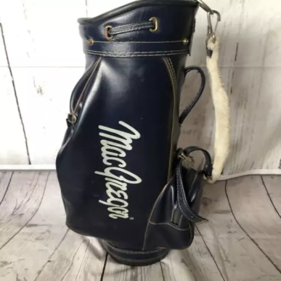 Vintage MacGregor Rare Golf Bag For Clubs Leather Case Blue 3 Part (marks)