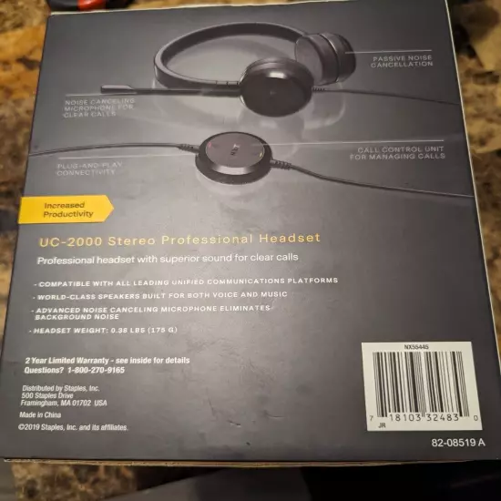 NXT Technologies UC-2000 Noise-Canceling Stereo Computer Headset NX55445 (3pc)