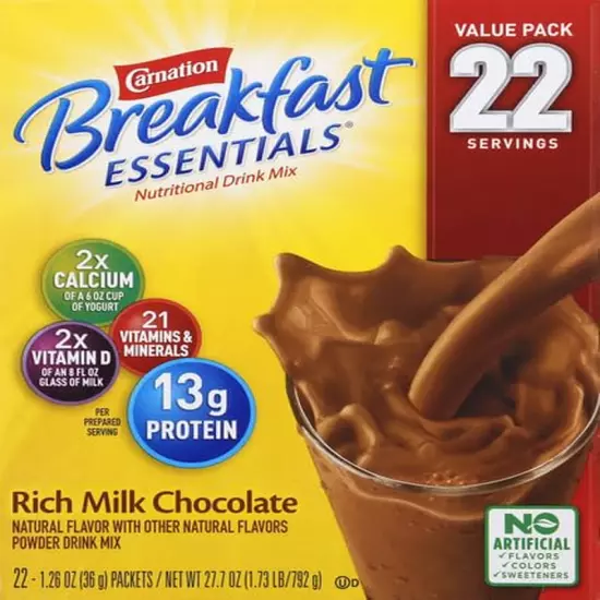 Carnation Breakfast Essentials Powder Drink Mix, Rich Milk Chocolate,1.26 Ounce 