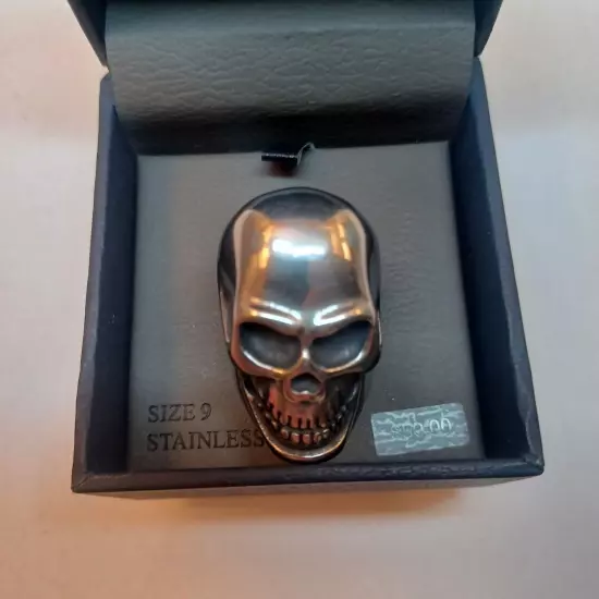 Gothic Skull Ring Biker Ring Stainless Steel Men's Size 9 New In Box