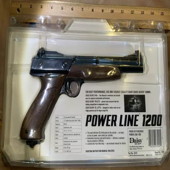 Working Daisy Powerline 1200 BB Gun CO2 Pistol In Box With Supplies as Pictured