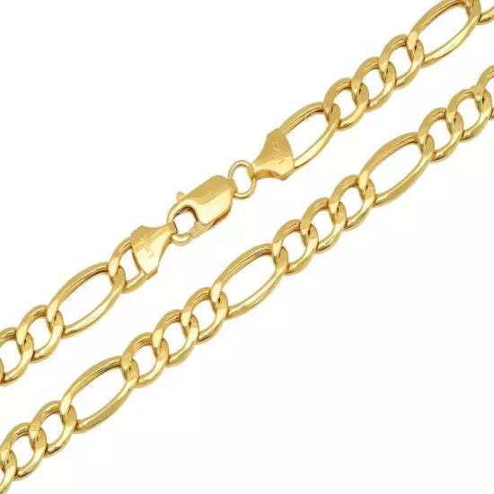 10k Yellow Gold 2mm-9.5mm Figaro Link Chain Necklace Bracelet 7"-30" Hollow