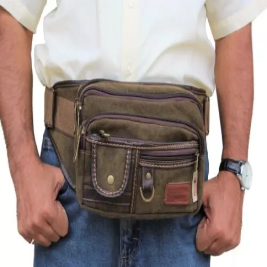 Canvas Fanny Pack 5 XL Waist Military Travel Hip Pouch Belly Moon Bag 1106-L 