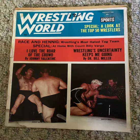 FEBRUARY 1966 WRESTLING WORLD MAGAZINE RACE HENNIG VALENTINE VARGA BILL MILLER