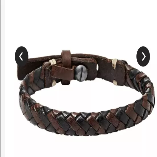 Fossil Men's Braided Bracelet Brown and Black - Black/Brown/Silver