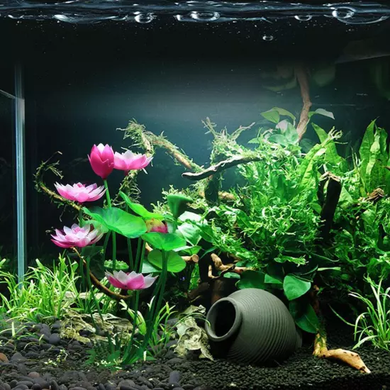 Artificial ,Lotus Decoration Aquarium Water Grass Decor Fish Tank Lan