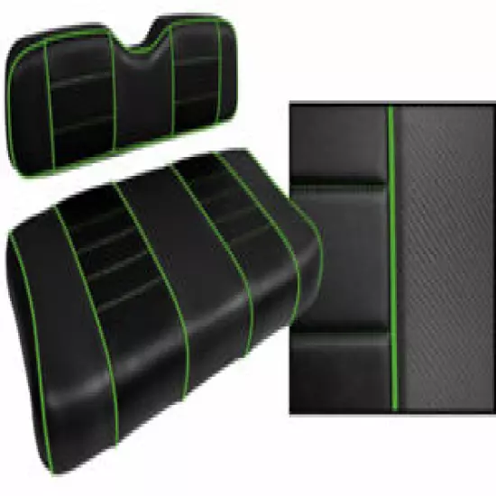 Golf Cart Custom Seat Covers Carbon Fiber Black and Lime Green EZGO RXV 2016+