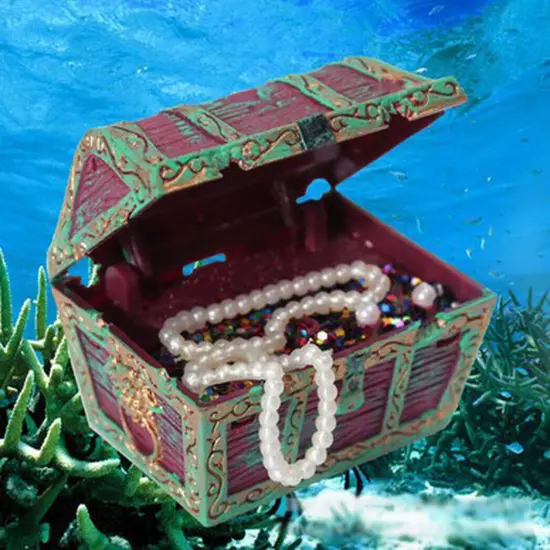 2" Treasure Chest Air Driven Ornament Fish Tank Decor Aquarium Decoration