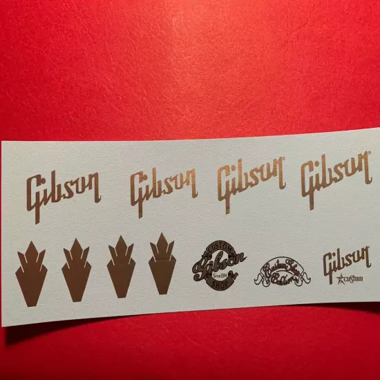 Crown and Gib Headstock Waterslide Decals Gold Metallic w/Custom shops Gib sheet