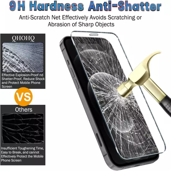 QHOHQ 3 Pack Screen Protector for iPhone 12 Pro 6.1 Inch with 2 Pack... 