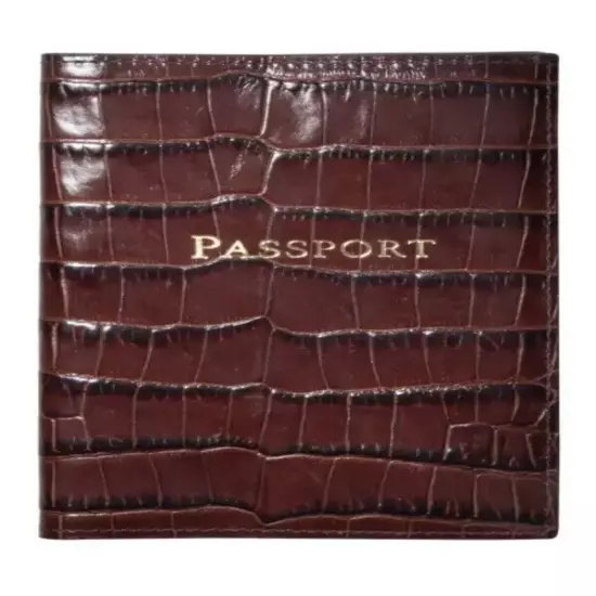 100% Leather Crocodile Embossed Passeport Wallet NWOT