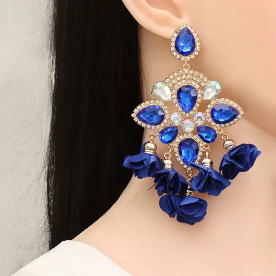 Bohemia Color Diamond Flower Female Earrings