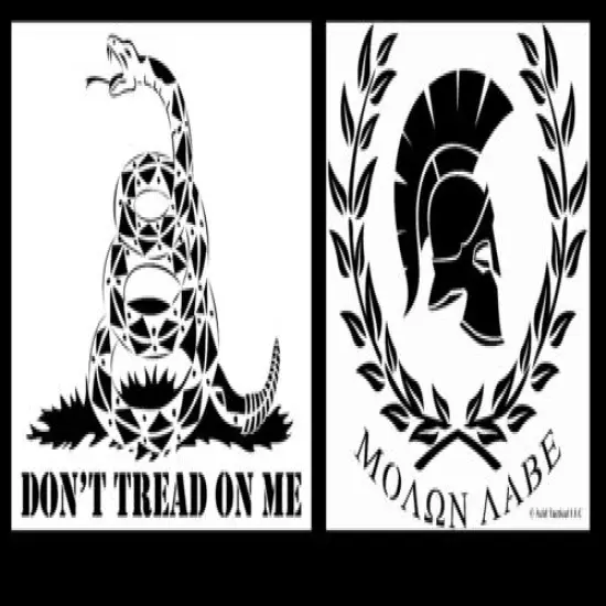 8" ΜΟΛΩΝ ΛΑΒΕ MOLON LABE & GADSDEN DON'T TREAD Vinyl Car Truck Sticker 2PK BLACK