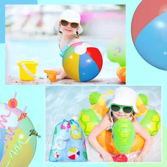 100 Pcs Pool Party Favors Include Inflatable Beach Ball, Pool Party Favor Bag...