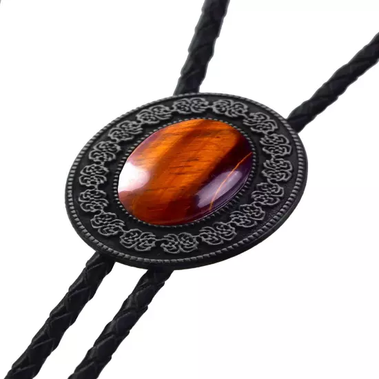 Moranse Bolo Tie with Round Flower And Gem Stone Parterre Style Genuine and C...