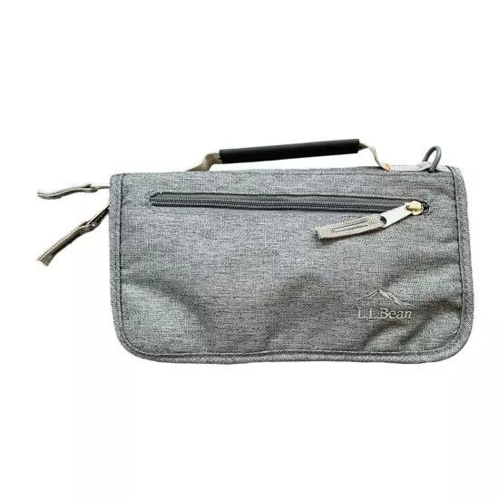 L.L. Bean Gray Travel Organizer/ Canvas Travel Fold Documents Wallet Zip