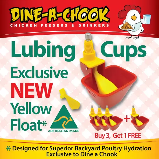 Dine a Chook Lubing Chicken Drinker-Cup-Poultry -Waterer-Nipple-Drinker Feeder