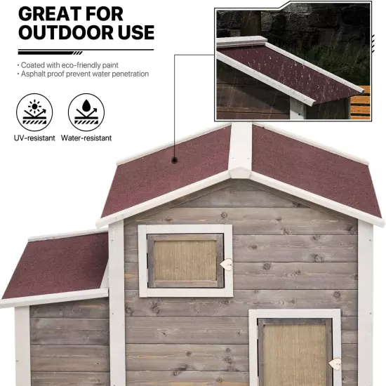 Chicken Coop Hen House with Nesting Box for Yard, Removable Bottom Wooden Poultr