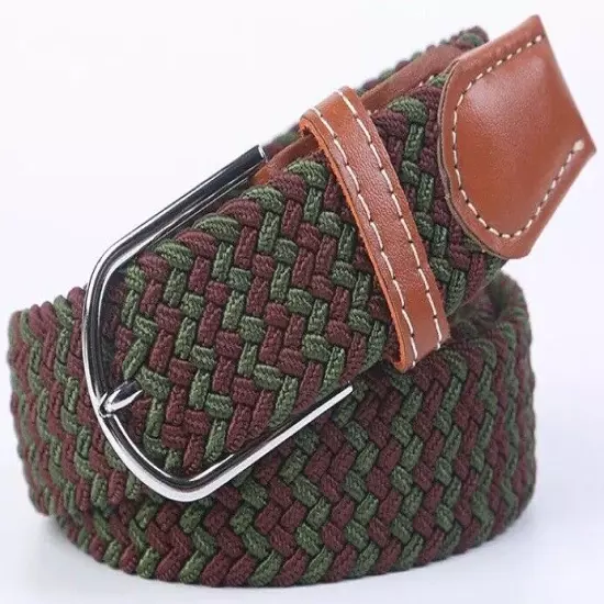 New Men's Women's Belt Unisex Braided Elastic Stretch Fabric Enduring Woven Mult