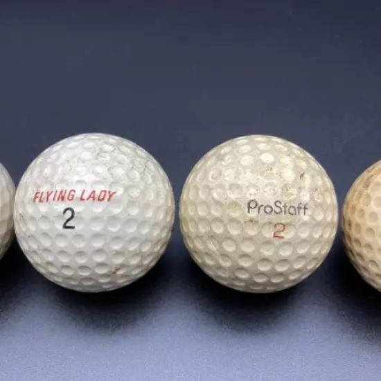 7 RARE Vintage Golf Balls Lot, Wilson Ladybug, Spalding Flying Lady, Ram, Hogan