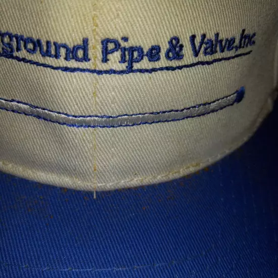 Vintage Underground Pipeline & Valve Inc Cap Hat Trucker White Blue Adjustable