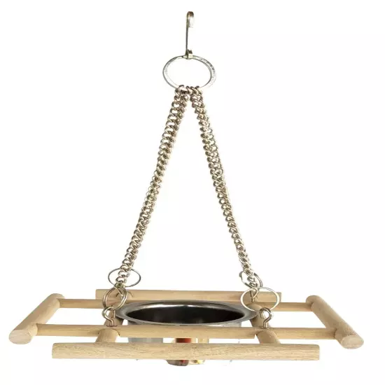 Parrots Feeder, Seating Perch Stand Bird Feeder Bowl with Wooden Stand.