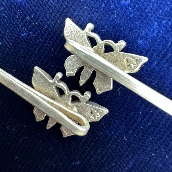 Vintage Sterling Silver & Enamel Butterfly Bobby Pins (Set of 4)