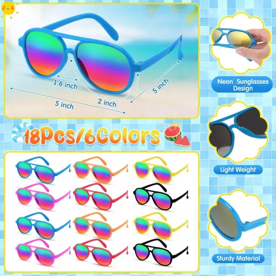 116 Pieces Summer Pool and Beach Party Favors Set Includes Kids Sunglasses Bu...