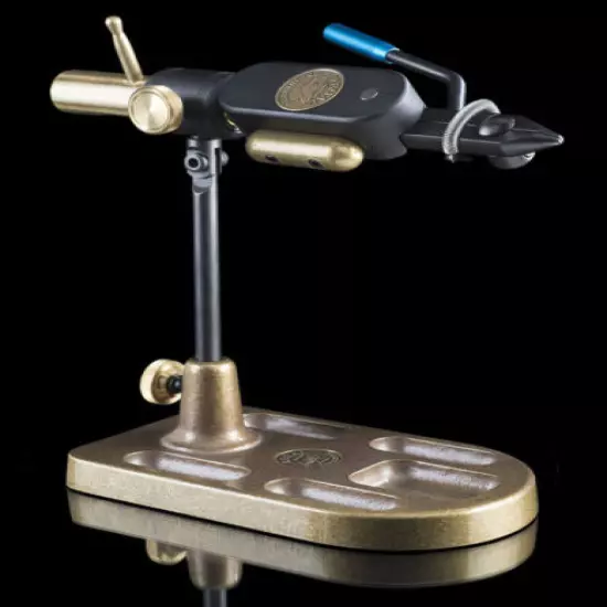 REGAL REVOLUTION ROTARY FLY TYING VISE W/ REGULAR JAWS & POCKET BRONZE BASE 