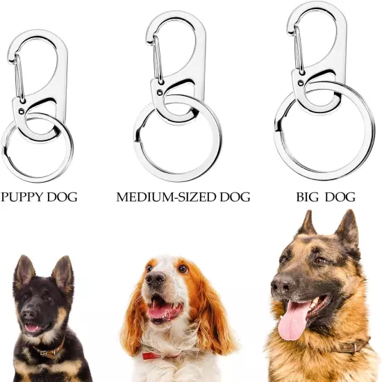 3 Sets Dog Tag Clip Dog ID Tag with Rings Holder for Dogs and Cats Collars Harne