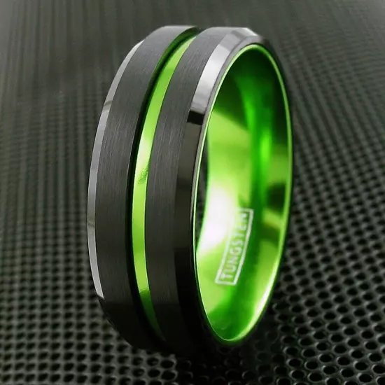 6/8mm Tungsten Carbide Defend the Line Wedding Band Ring 8-Plated Colors