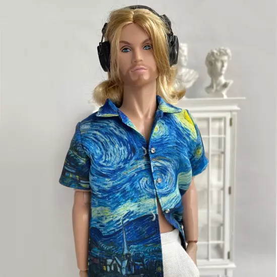 Hawaii Shirt + Lenin Pants ( Van Gogh Starry Night) for Fashion Royalty,Ken