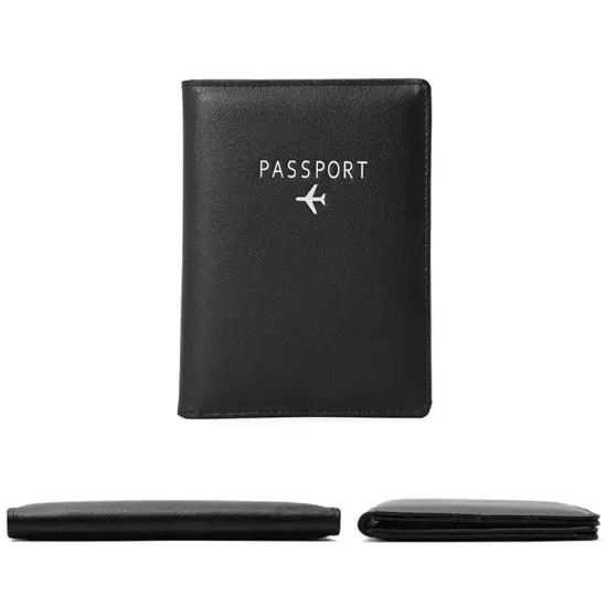 2Pcs Slim Leather Travel Passport Wallet RFID Blocking ID Card Case Cover