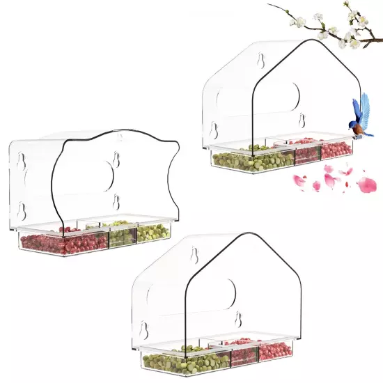 Parrot Clear Acrylic Bird Cage Food Isolation Design Suction Bird Feeder Feeding