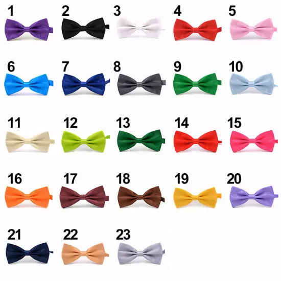 Men Bowtie Classic Wedding Party Bow Tie Solid Color Adjustable Necktie