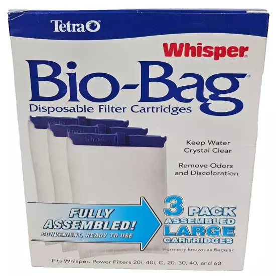 3 Pack TETRA Large Aquarium Fish Tank Filter Cartridge Lot Whisper Bio-Bag NEW