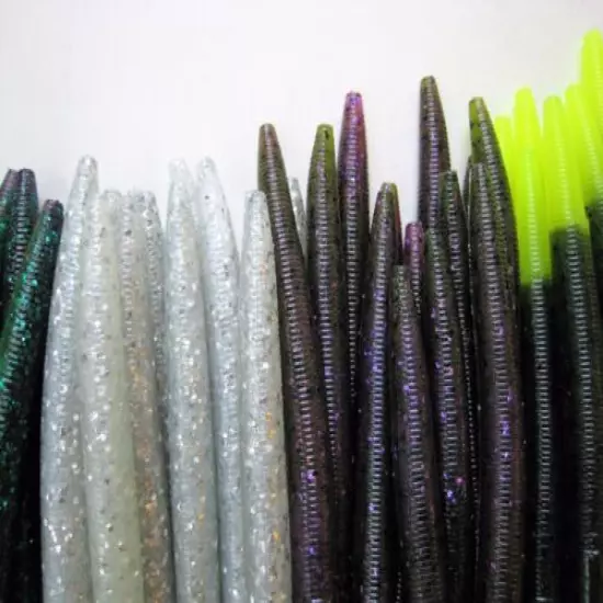 60 pk 5" Senko style Soft Plastic Bass Worms - 6 Colors/10 Each BRIGHT MULTIPACK