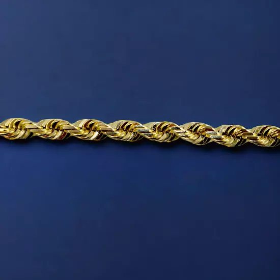 14K Yellow Gold 1mm-10mm Rope Chain Necklace Diamond Cut All Sizes Real 16"-30"