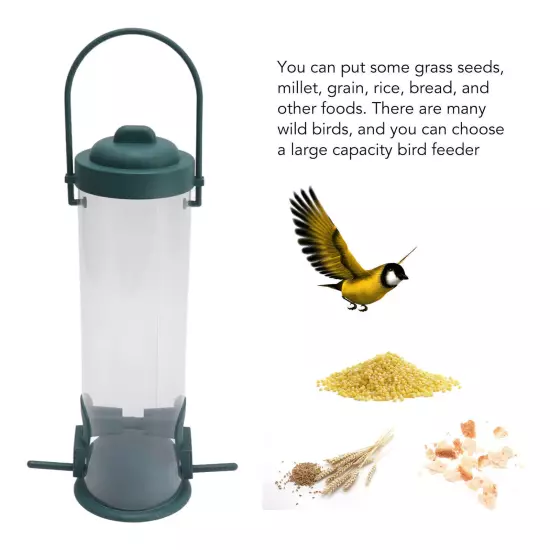 2 Set Bird Tube Feeder Plastic Transparent Hanging Finch Feeder Garden